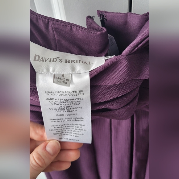 David's Bridal long strapless plum dress - Picture 5 of 8